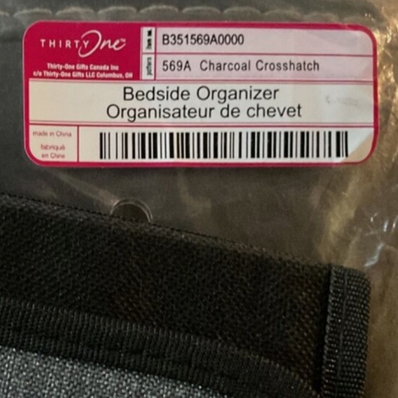 NIP! Thirty-One Bedside Organizer Charcoal Grey - Picture 2 of 2